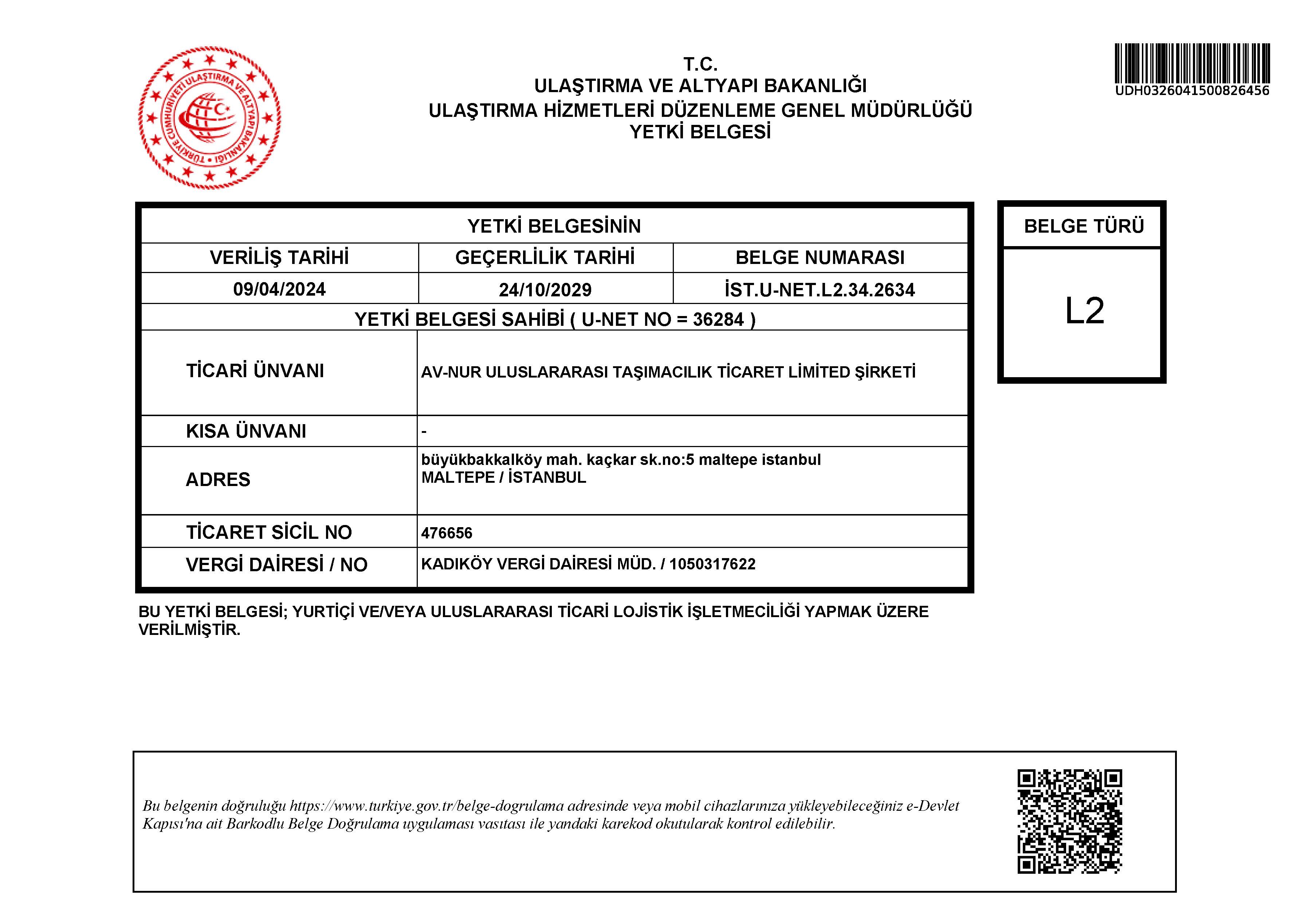 L2 YETKİ BELGESİ